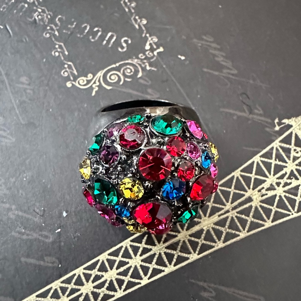 Multicolor Crystal Statement Ring